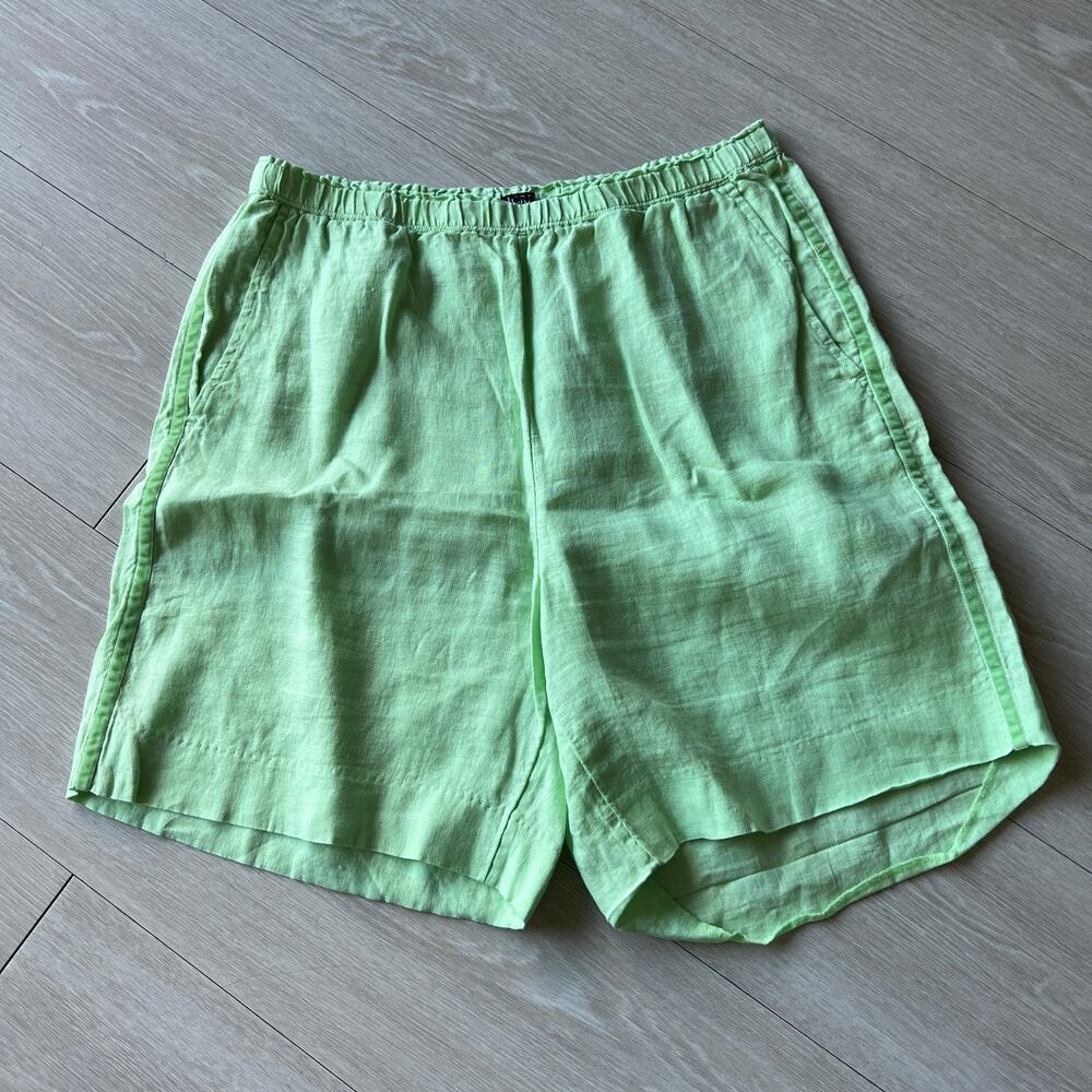 J Crew 7 In Stratus Short In Linen Womens Small Green Flaws Sewing Needed